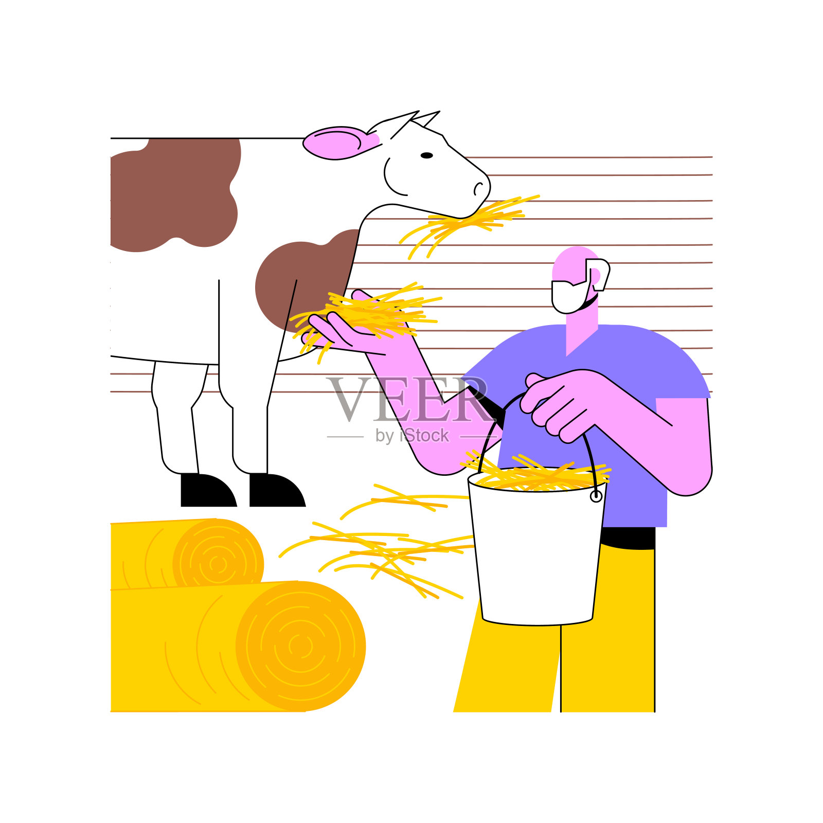 不含激素和抗生素的动物食品孤立卡通载体插图。插画图片素材