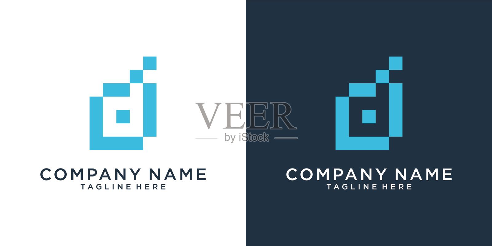 D或DD首字母标志设计矢量插画图片素材