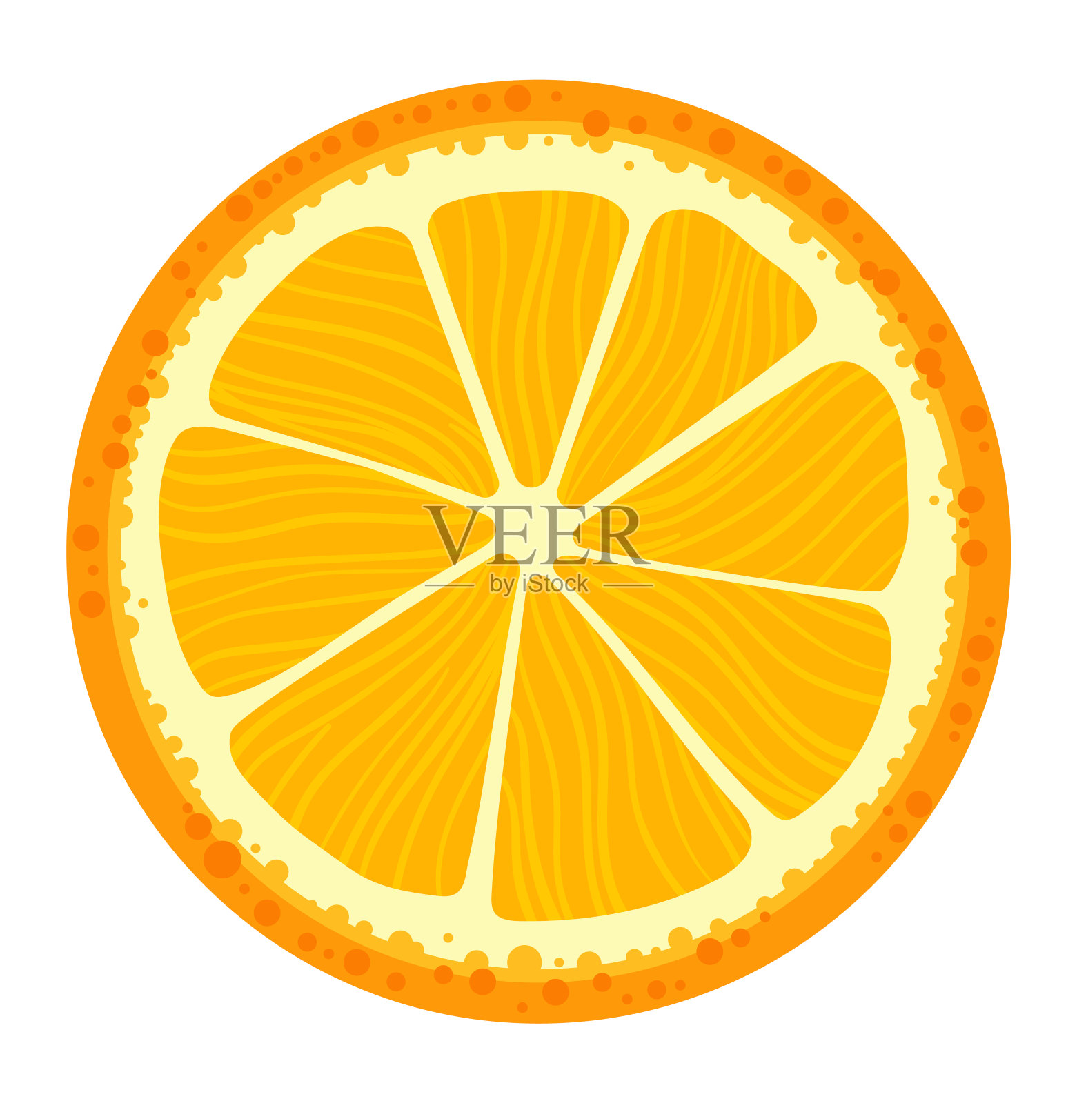 新鲜橙子片，含维生素的有机柑橘类水果，白色载体图。甜美多汁的热带切制品，黄色。设计元素图片