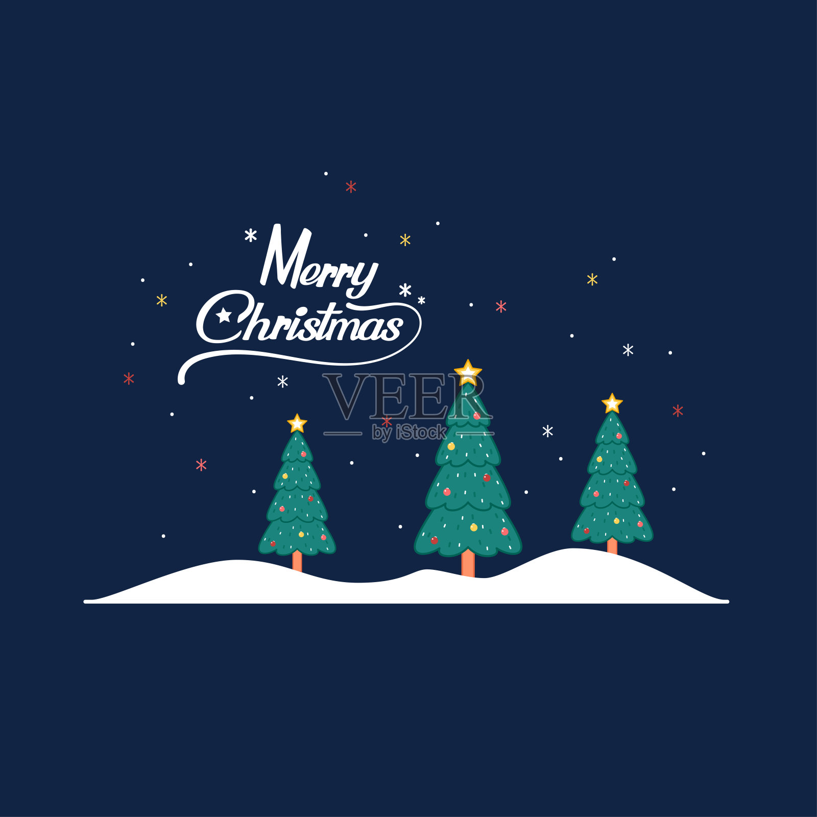 新年贺卡设计与程式化的圣诞树。矢量插图。圣诞树标志。插画图片素材