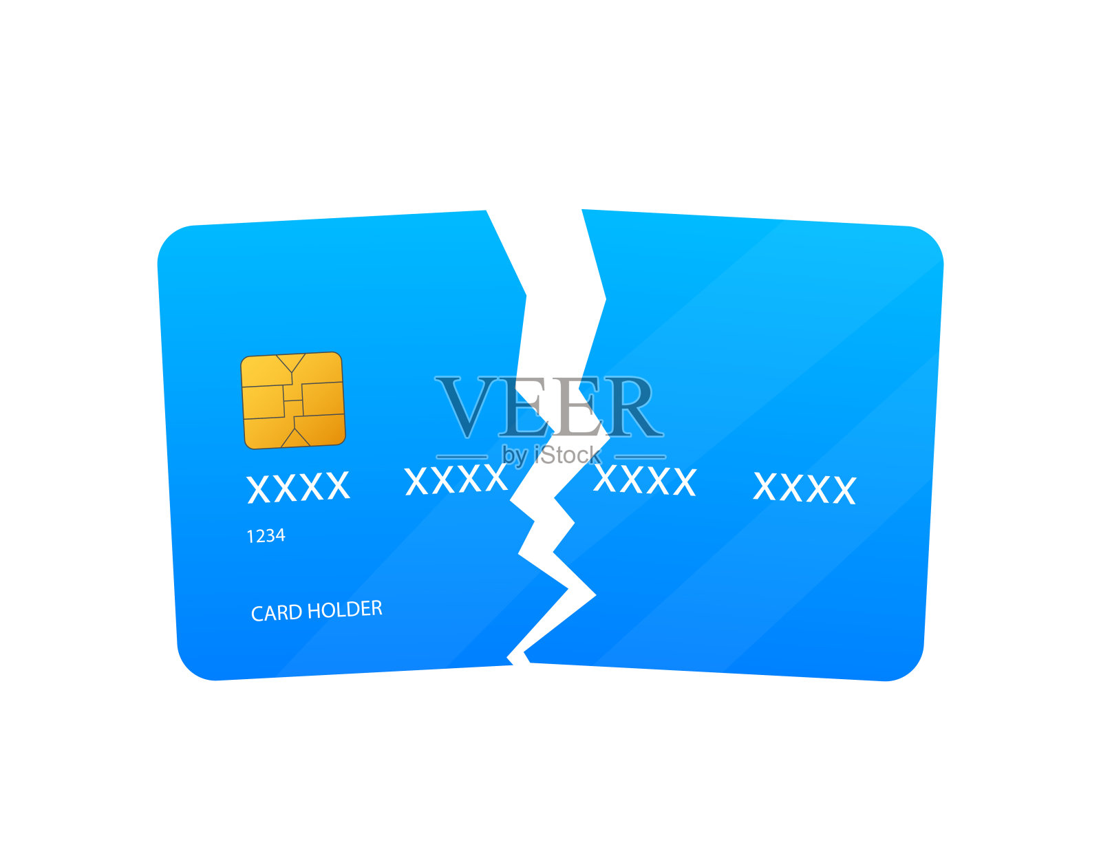 信用卡坏了。债务破产。资金交易失败。矢量股票插图。插画图片素材