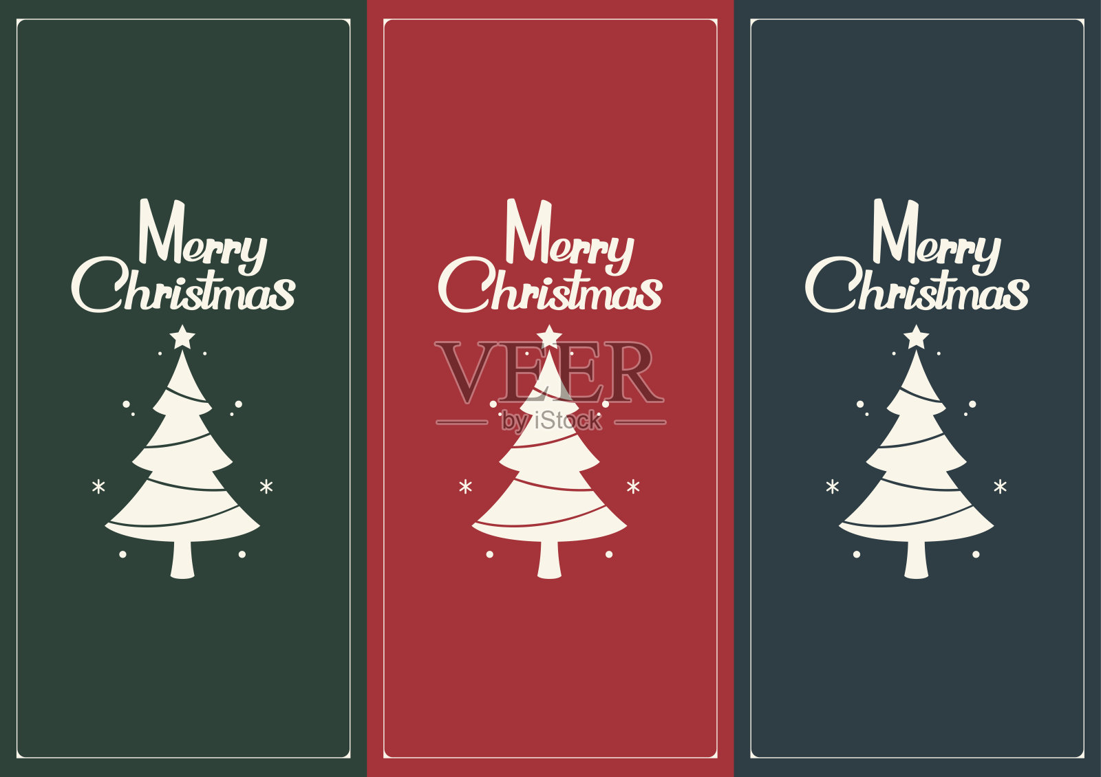 新年贺卡设计与程式化的圣诞树。矢量插图。圣诞树标志。设计模板素材