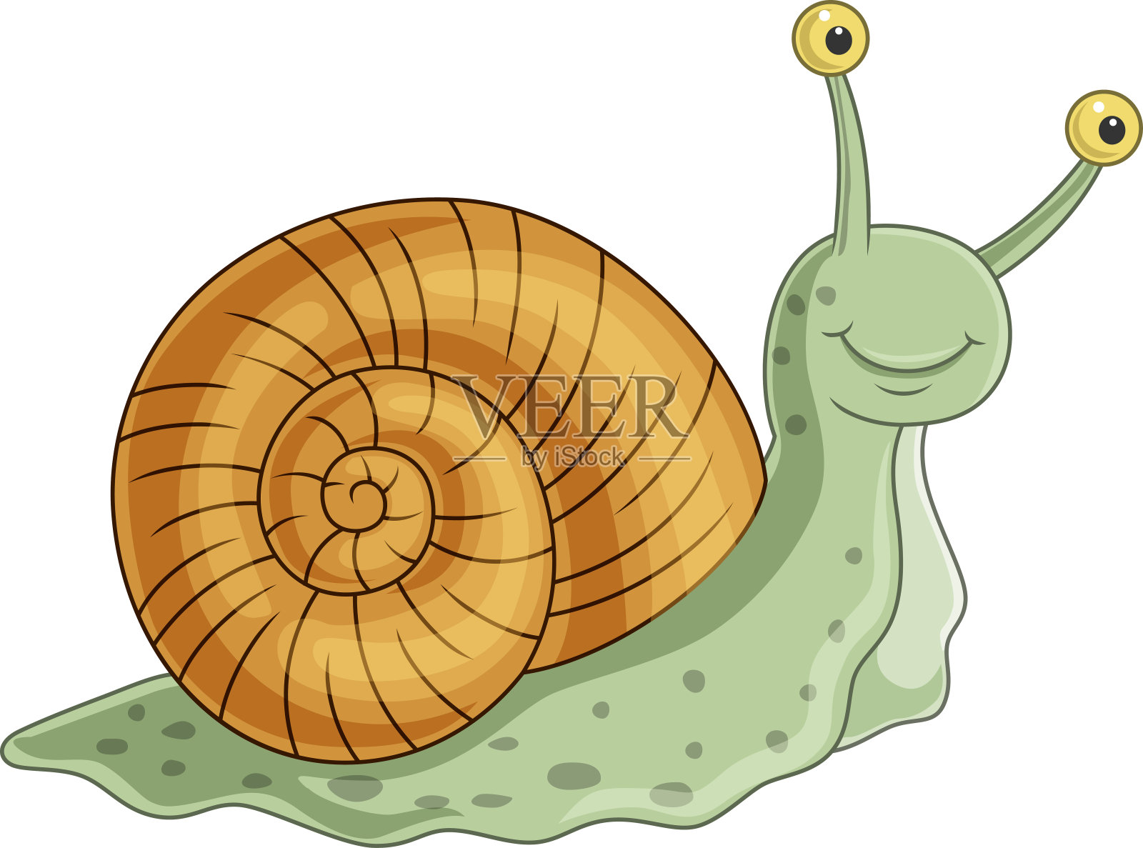 孤立在白色背景上的卡通蜗牛设计元素图片