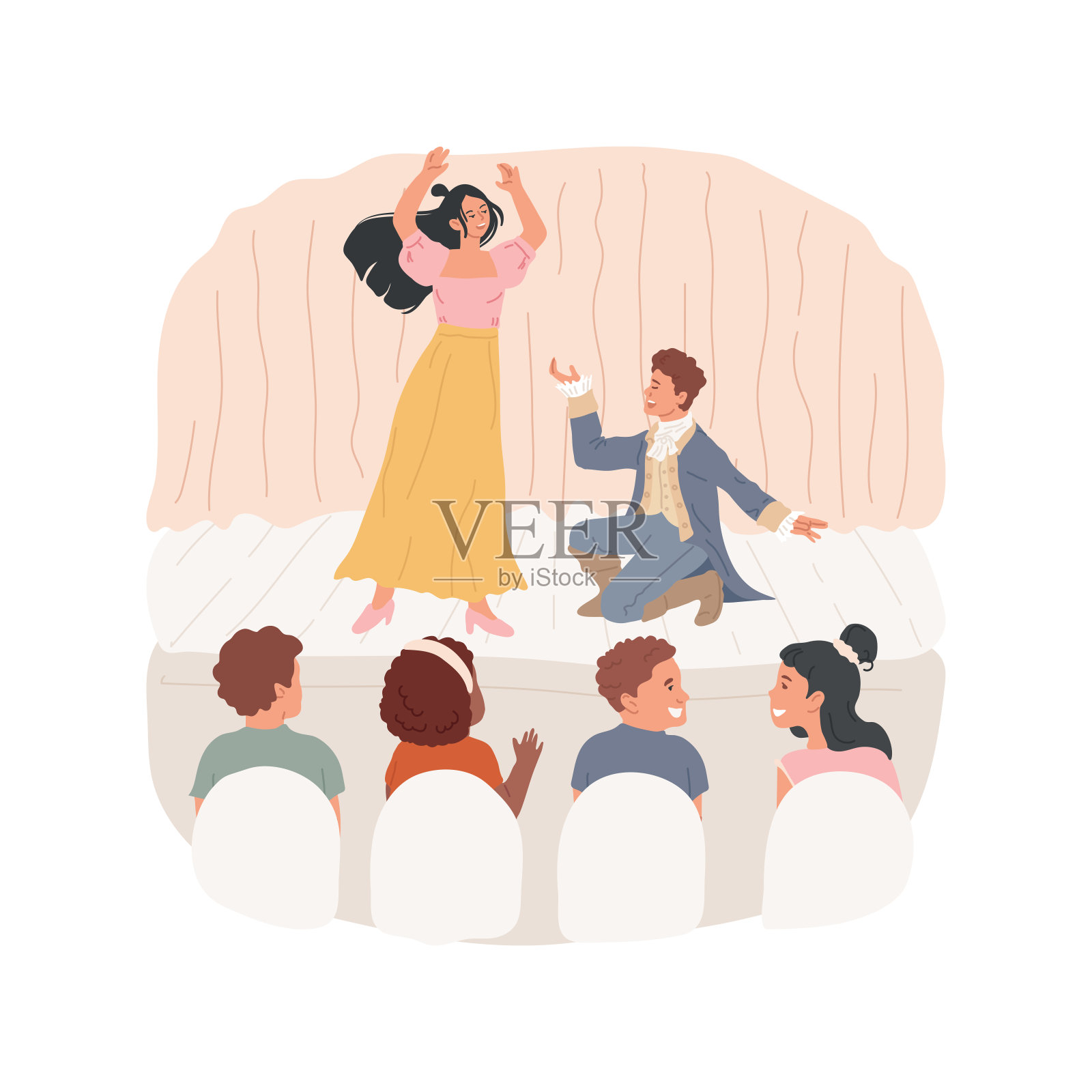 剧院旅行孤立的卡通矢量插图。插画图片素材