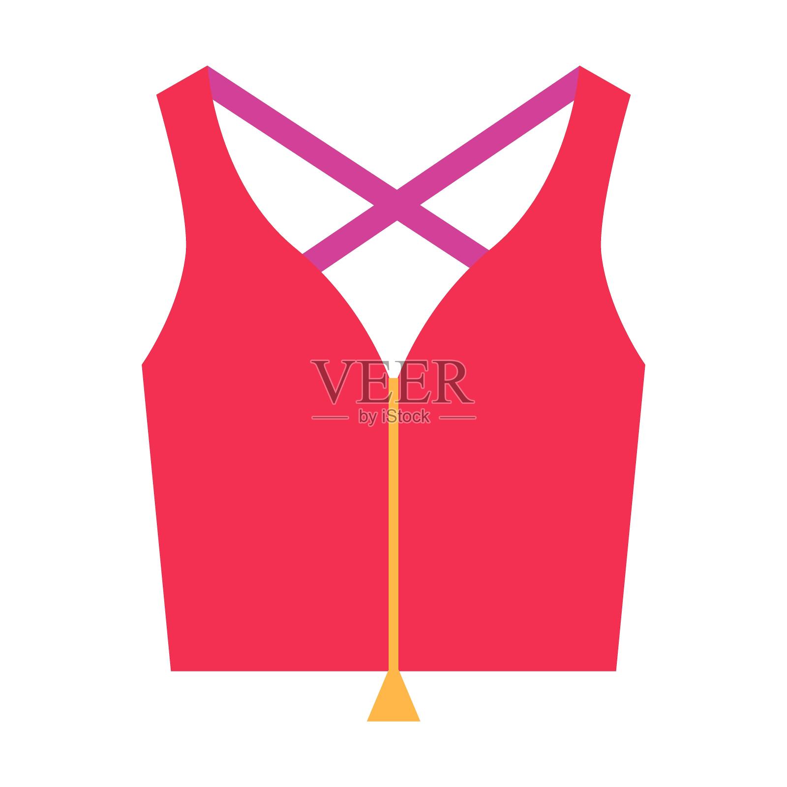 红色拉链上衣。男女服装和配饰。矢量插图的服装从衣柜孤立的白色插画图片素材