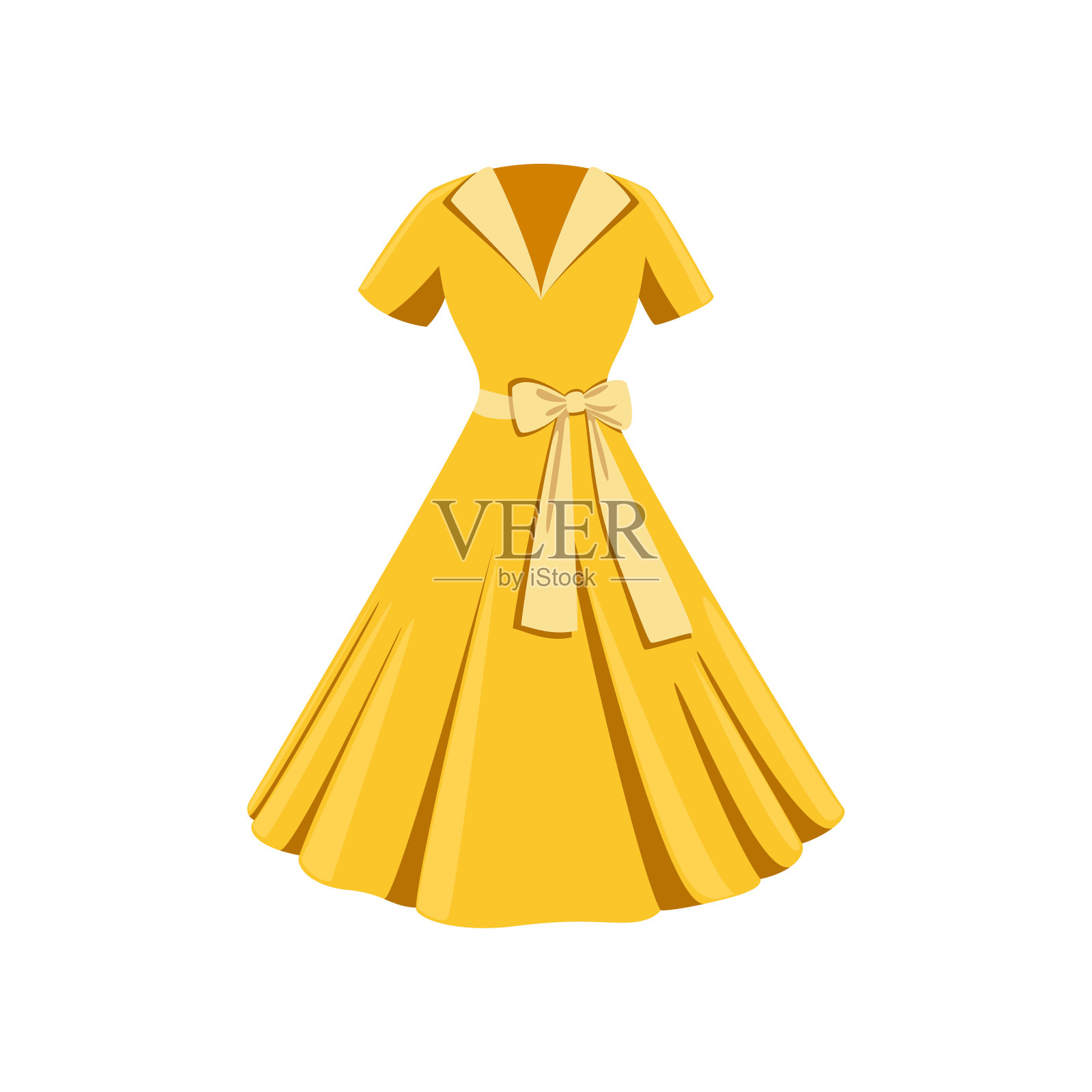 黄色女夏装卡通插画插画图片素材