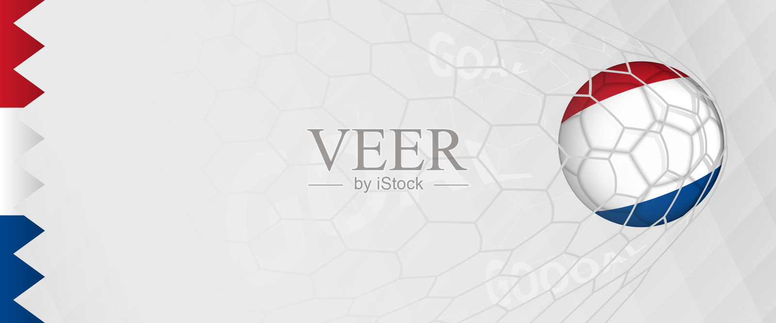 足球的横幅设计与荷兰国旗在足球网，荷兰国家足球队的球门。插画图片素材