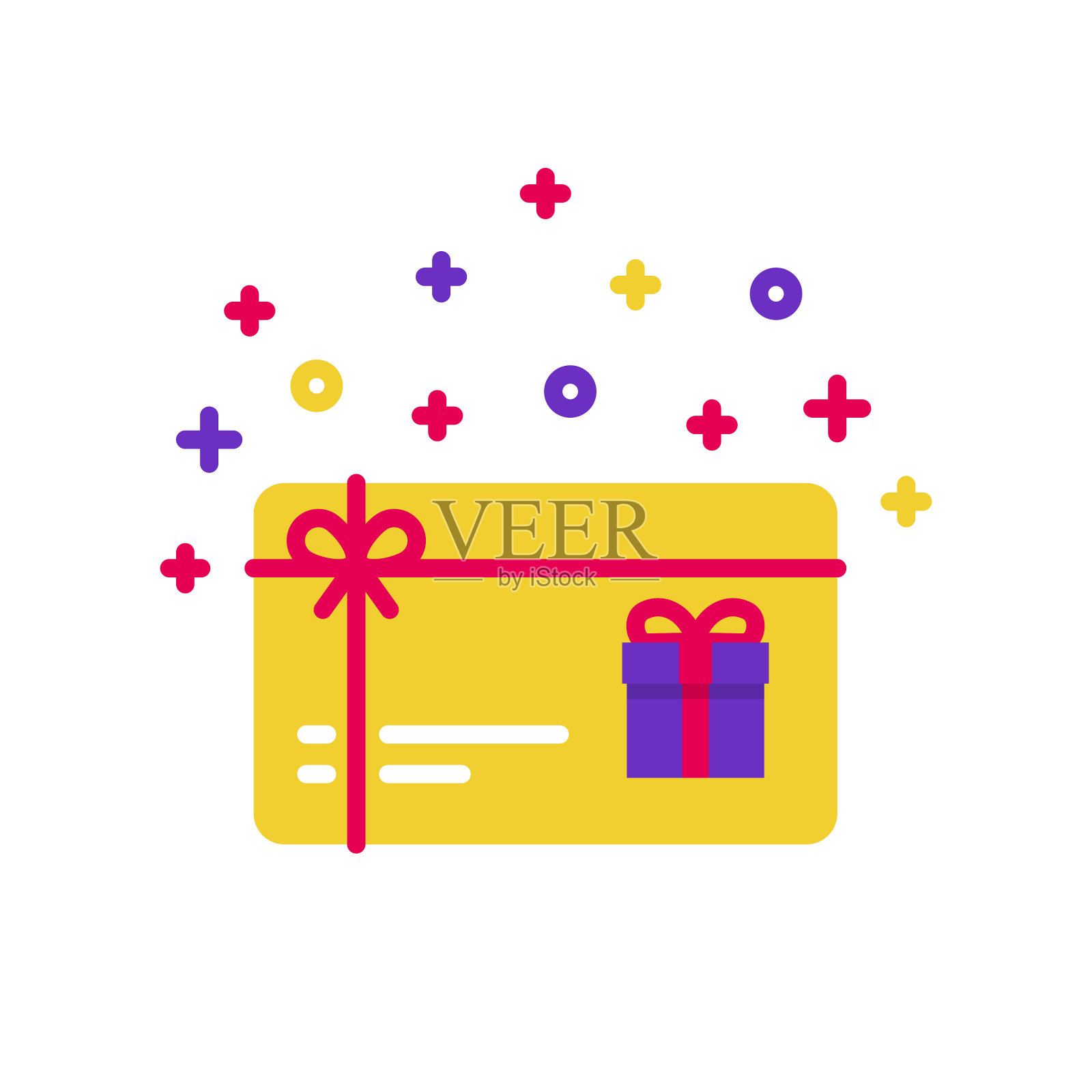 礼品卡矢量细线图标。代金券，优惠券，赠品插图插画图片素材