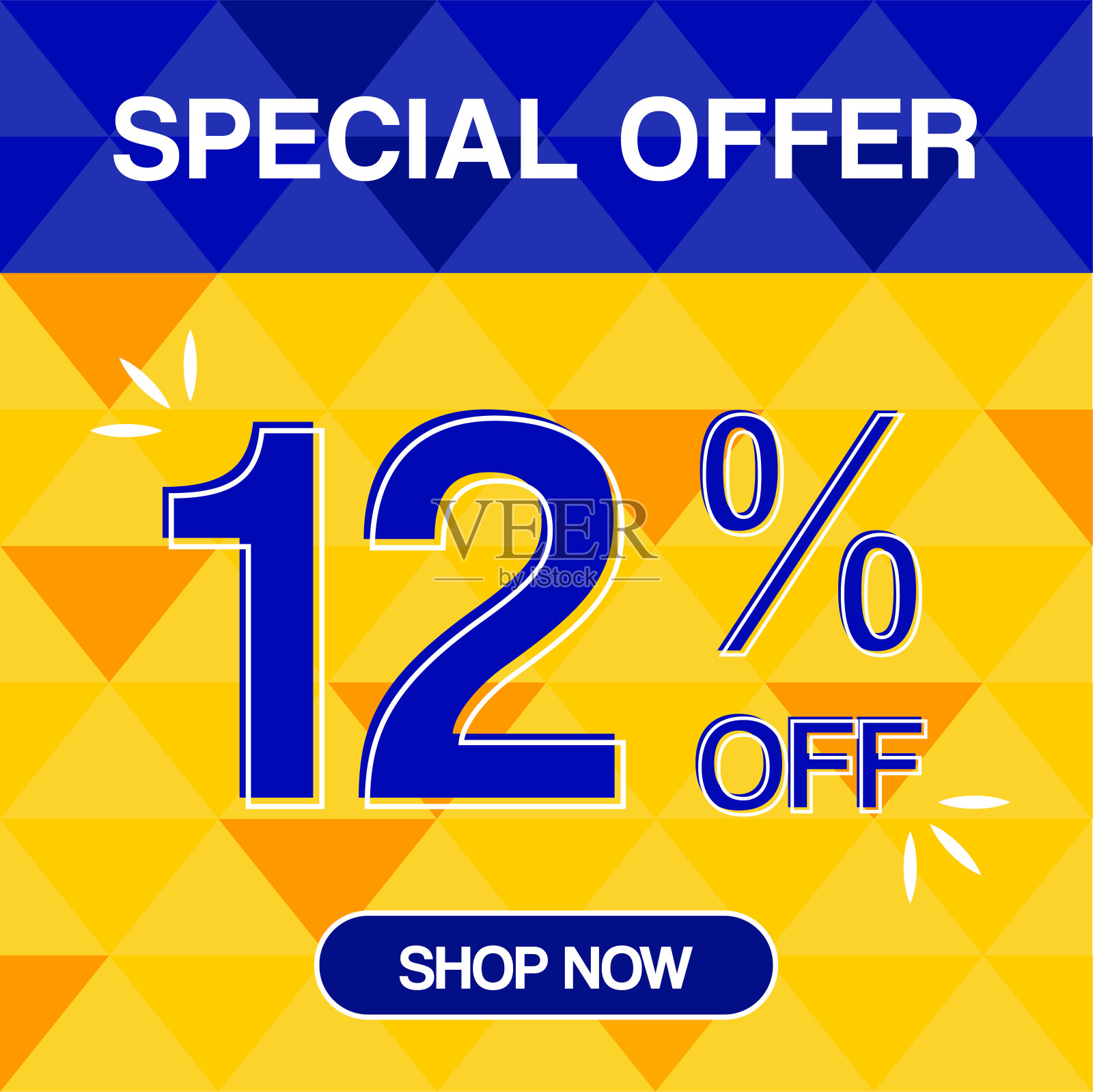 15%折扣特别优惠标签橙色和蓝色背景商店现在设计元素图片