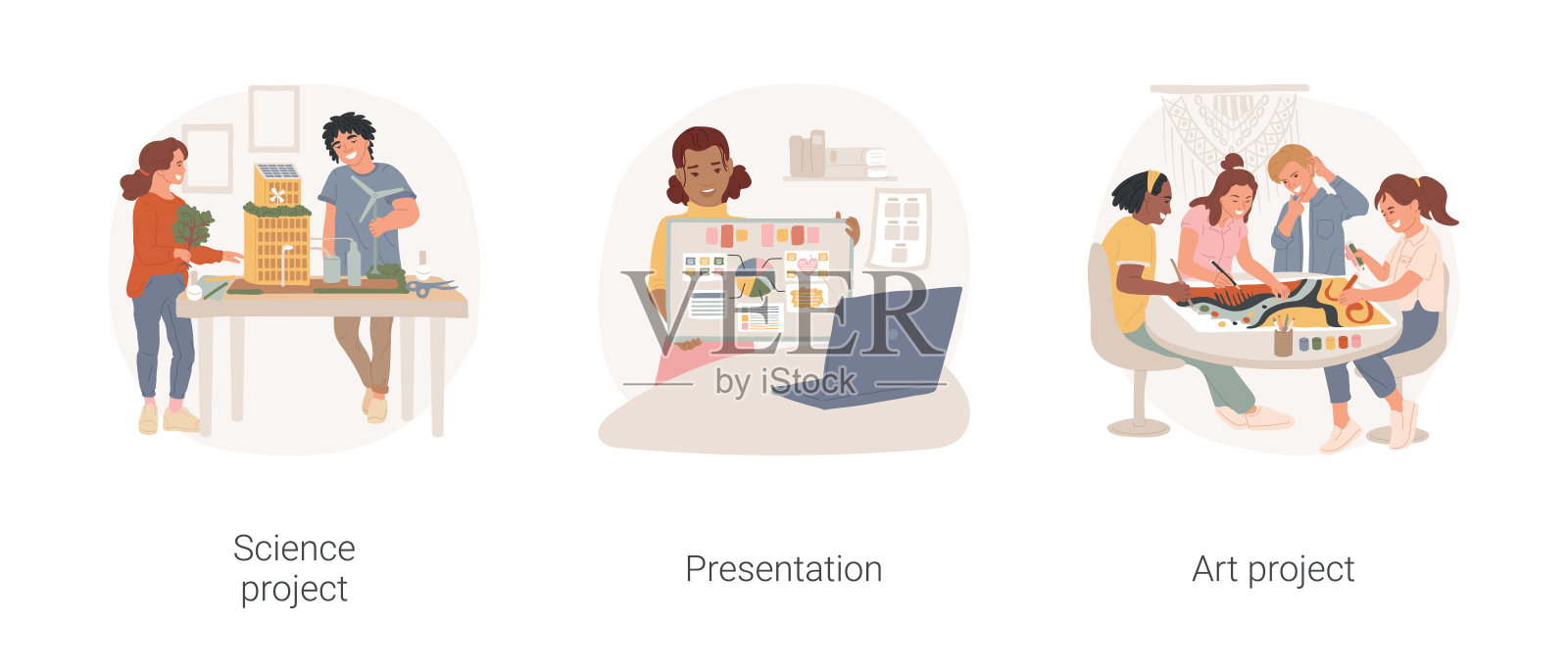 项目家庭作业独立卡通矢量图集插画图片素材