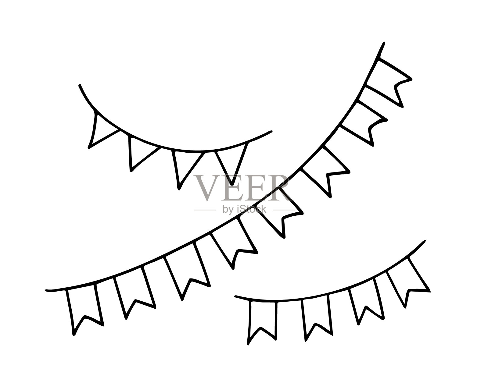 花环的旗帜涂鸦集。设计元素图片