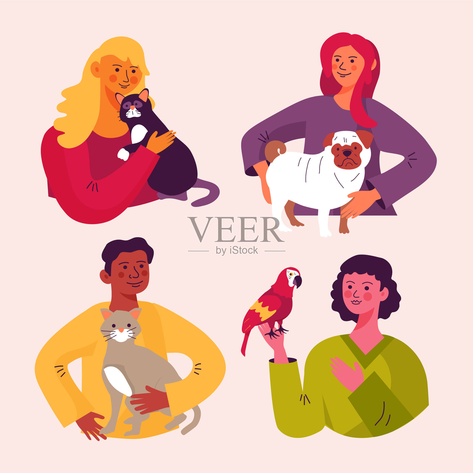 养宠物的人插画图片素材