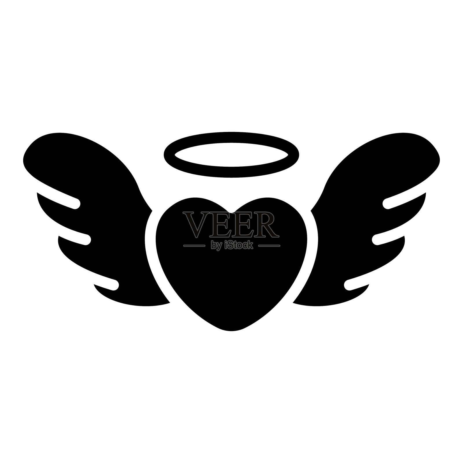 飞翔的鹿翅膀黑色图标插画图片素材