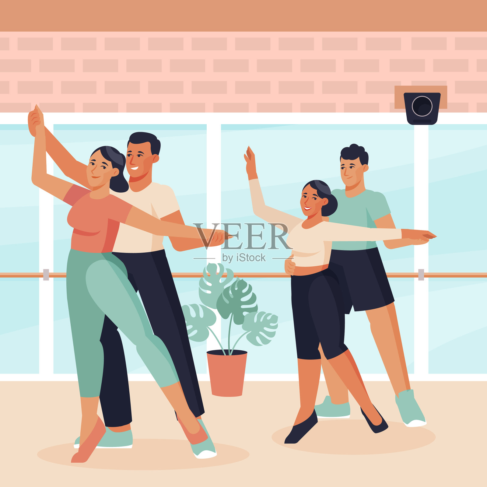 手绘平面舞蹈学校插画图片素材