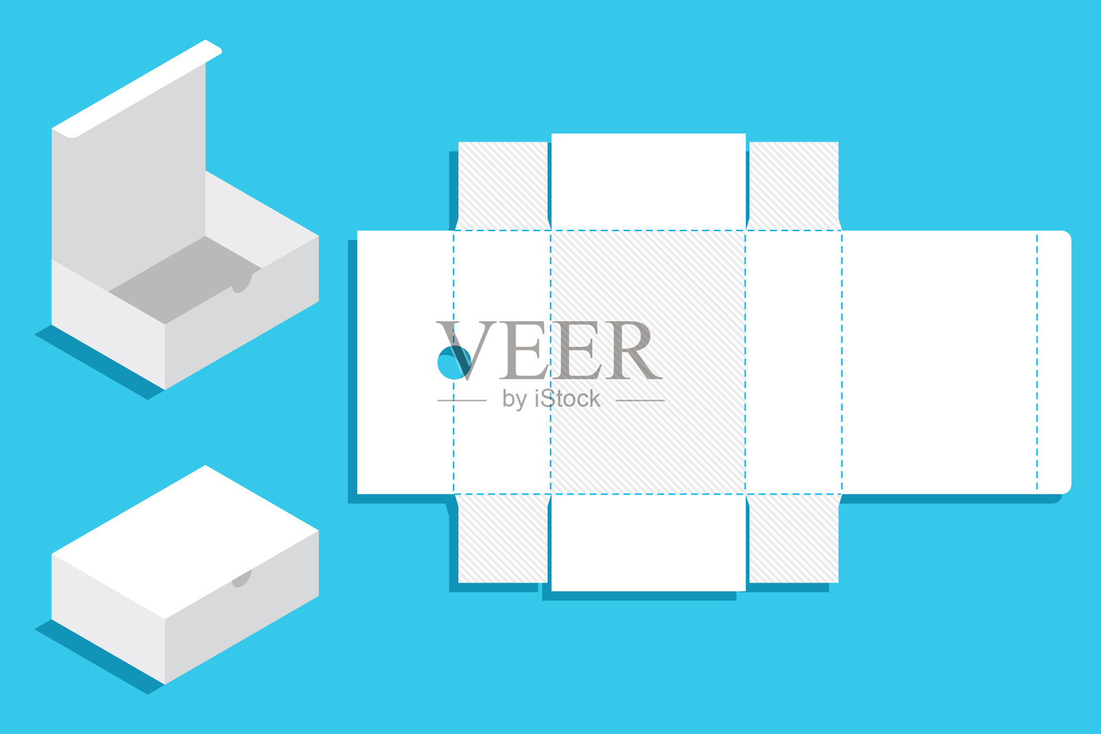 平面设计矩形盒模切模板插画图片素材