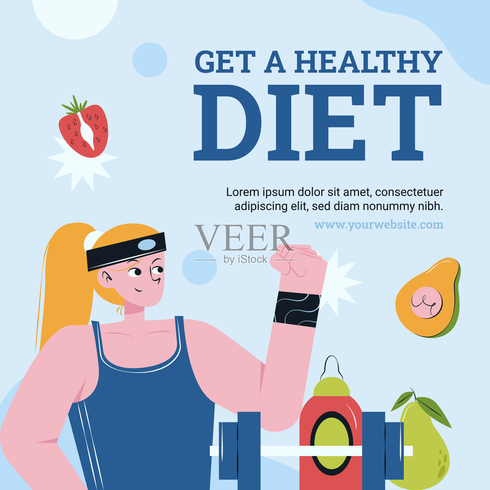 手绘健身营养贴插画图片素材