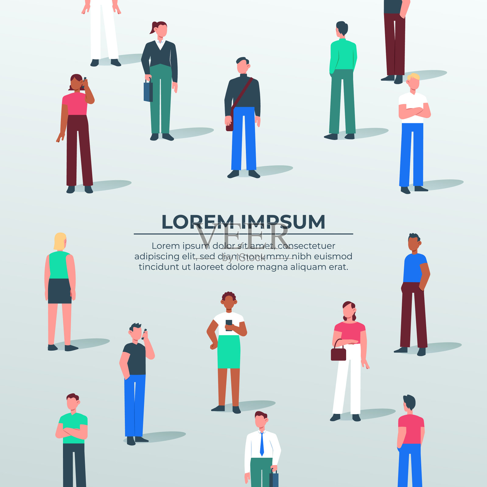 手绘群人构图插画图片素材