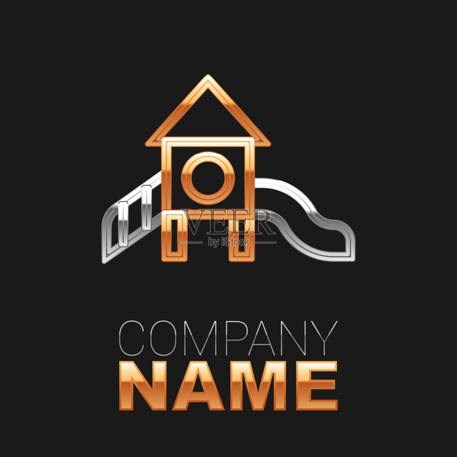 直线滑梯游乐场图标隔离在黑色插画图片素材