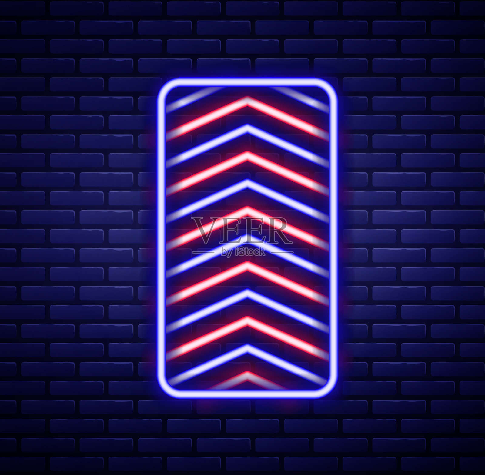 发光的霓虹灯线汽车轮胎车轮图标孤立上插画图片素材