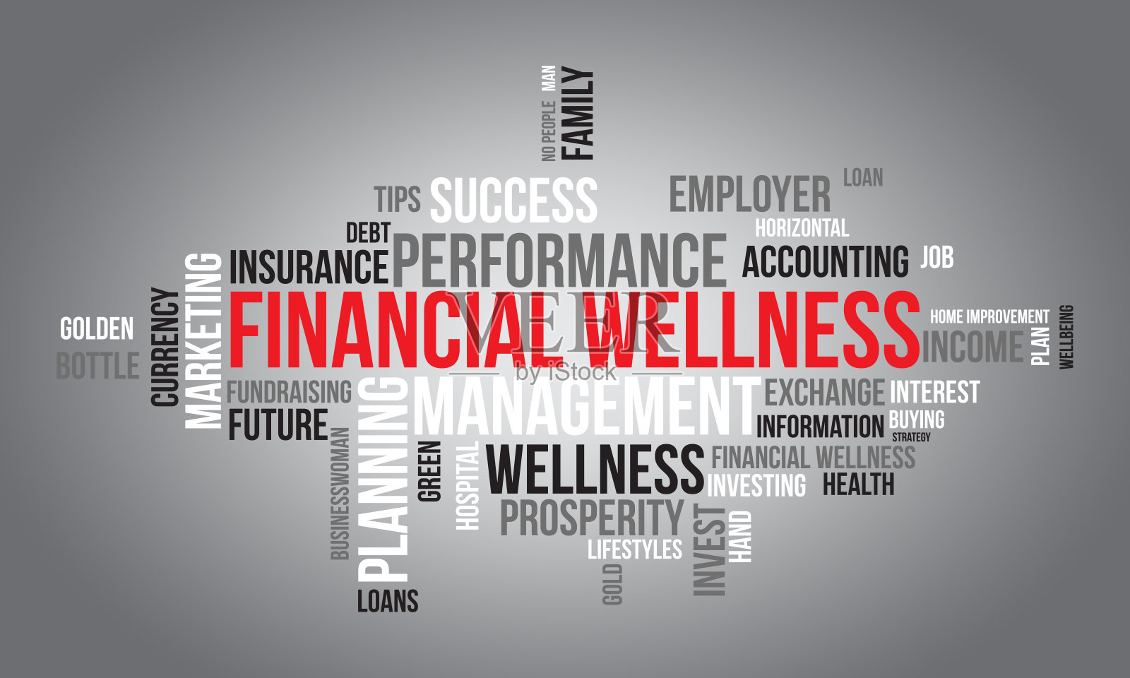 财安康天下云背景。矢量插画设计概念。插画图片素材