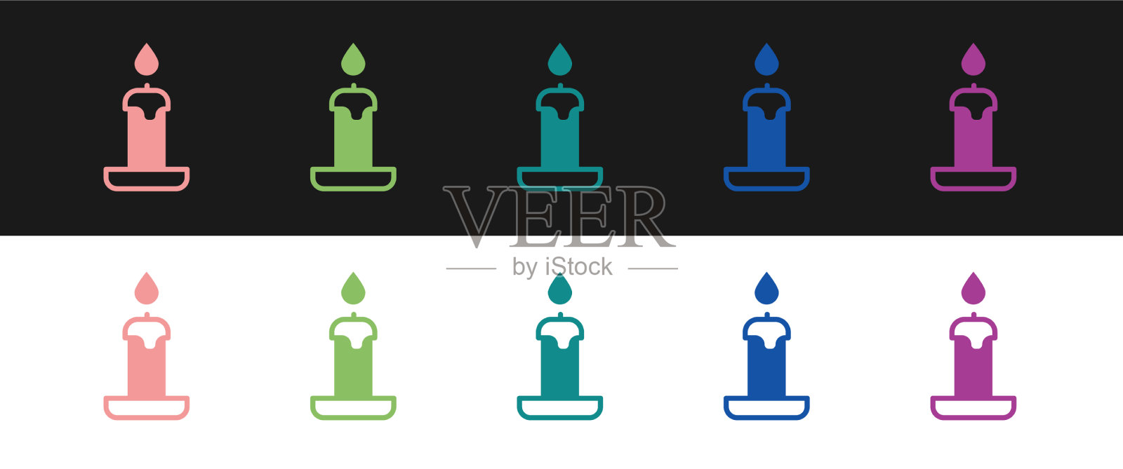 在烛台图标上设置燃烧的蜡烛图标素材