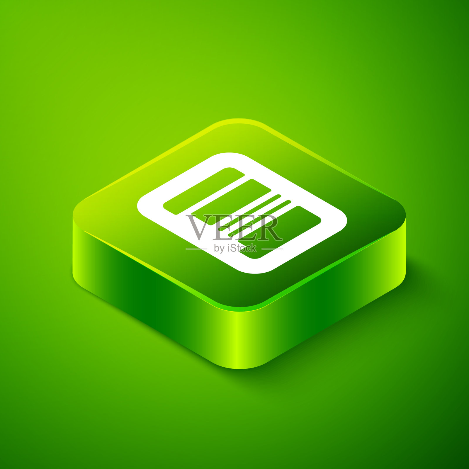 等距条形码图标隔离在绿色插画图片素材