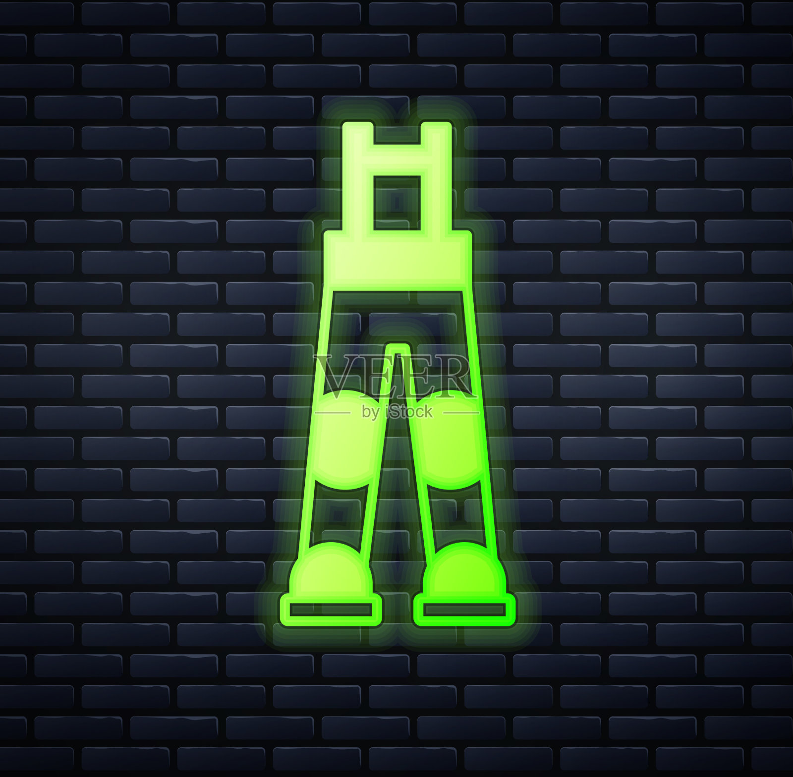 发光的霓虹渔夫橡胶裤图标孤立插画图片素材