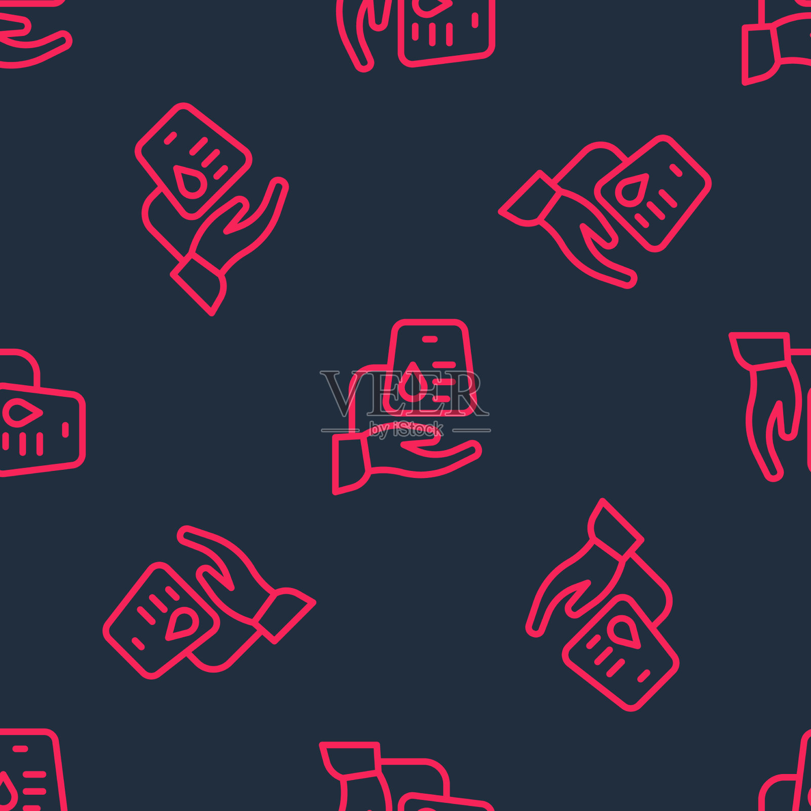 献血图标红线隔离无缝插画图片素材