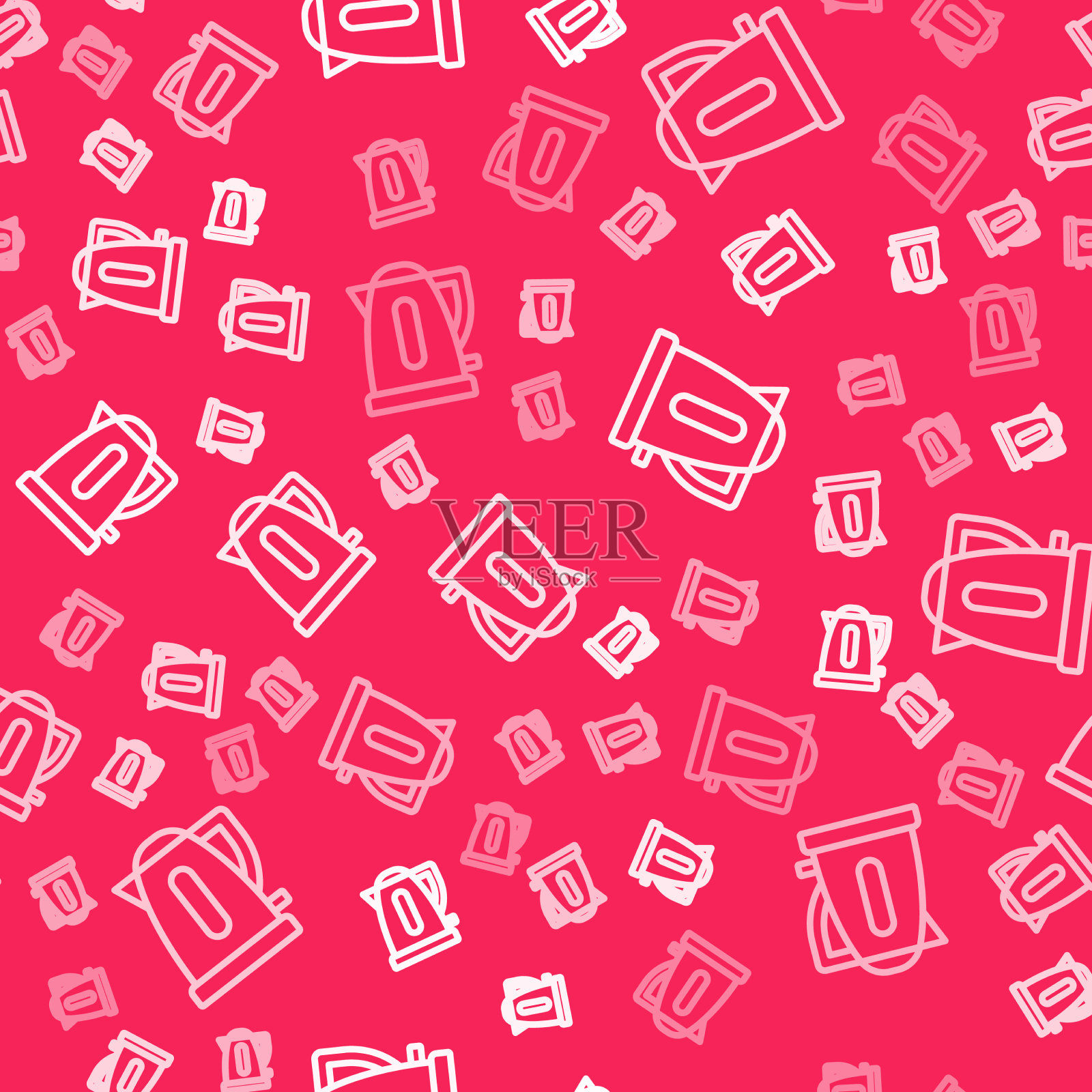 白线电水壶图标隔离无缝插画图片素材