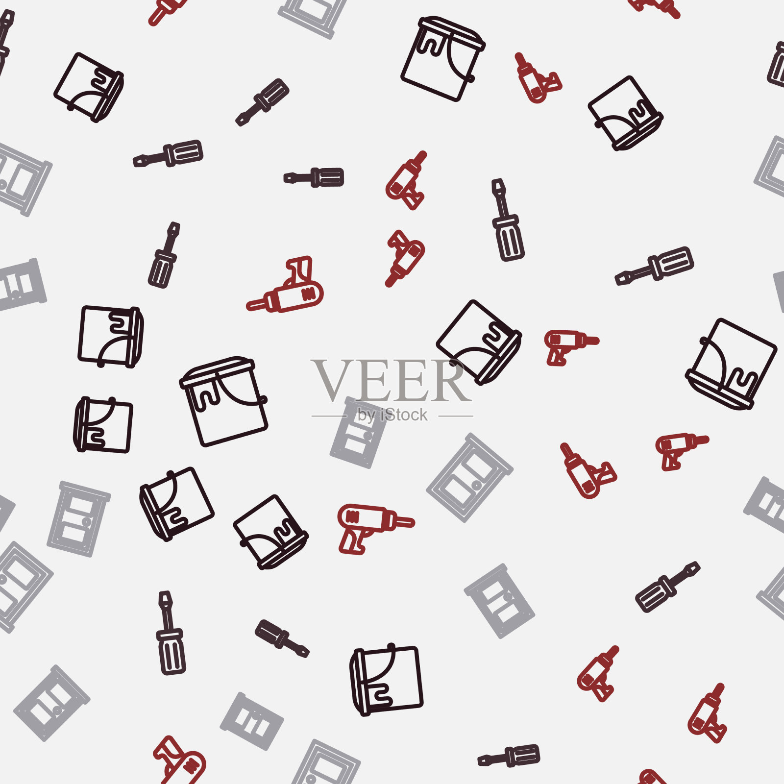 设置线漆桶螺丝刀关闭门图标素材