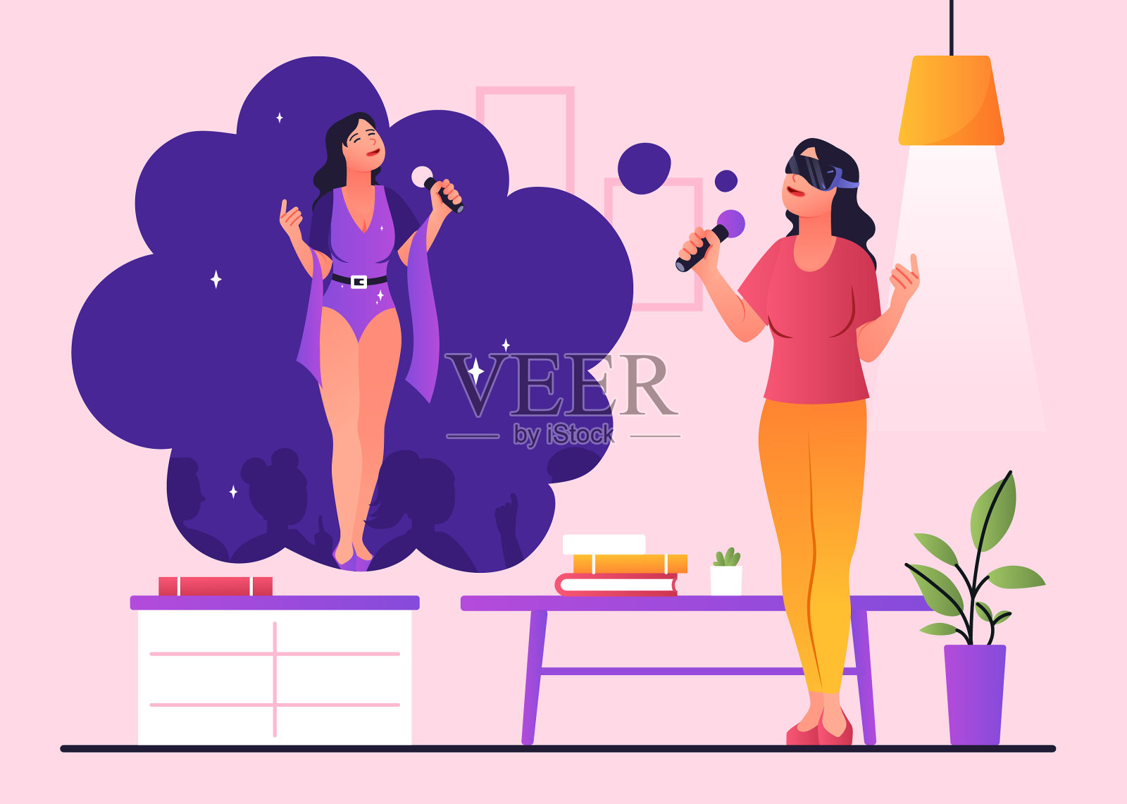 虚拟现实歌唱插画图片素材