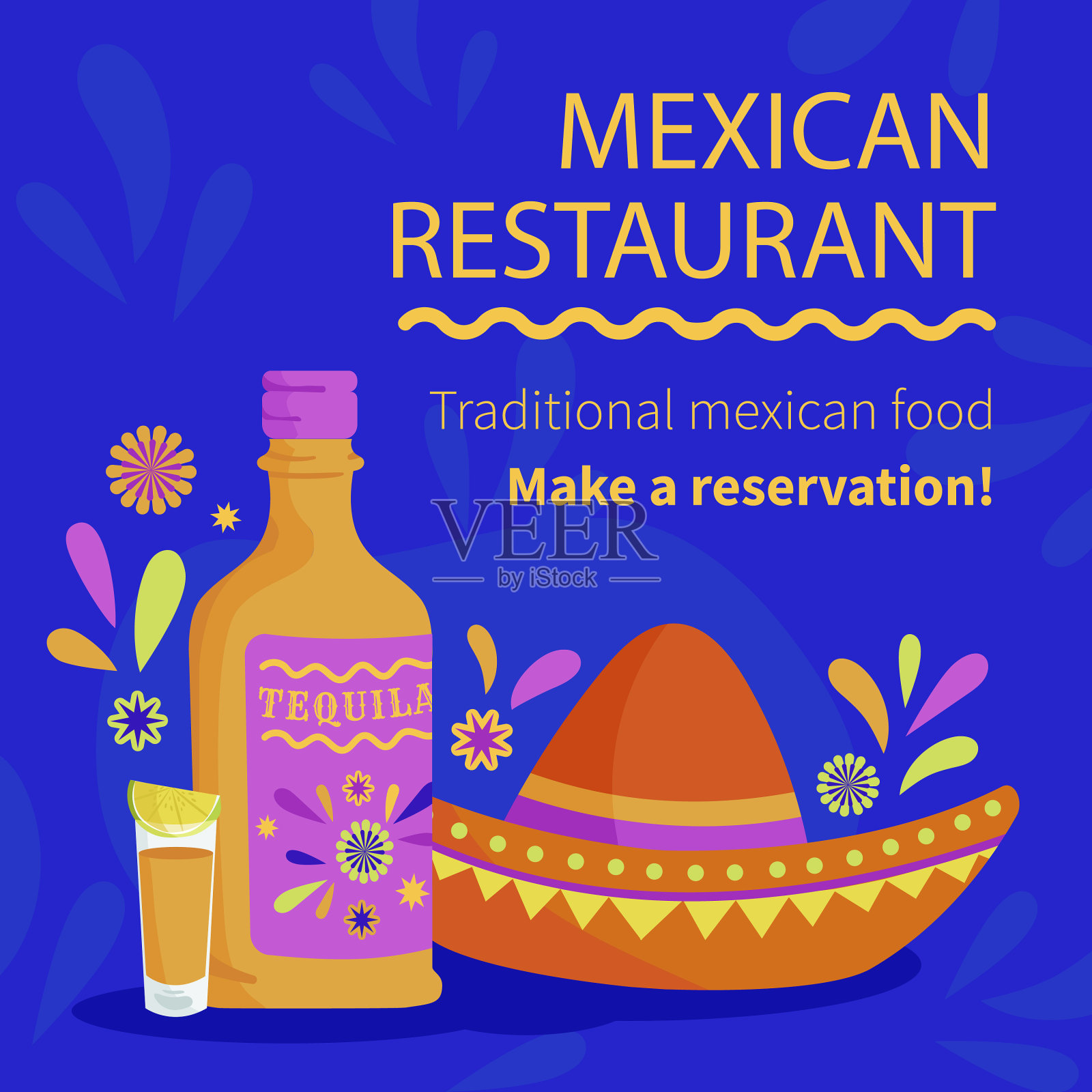 墨西哥餐厅爆满插画图片素材