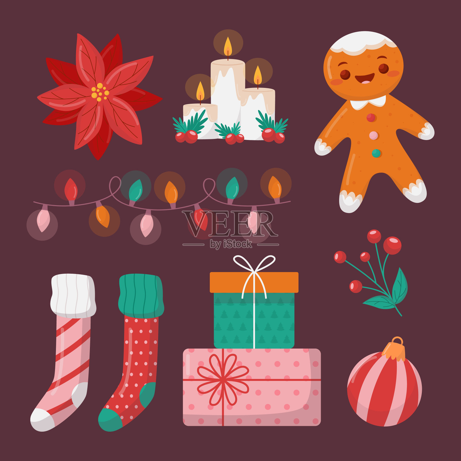 平面圣诞元素系列插画图片素材