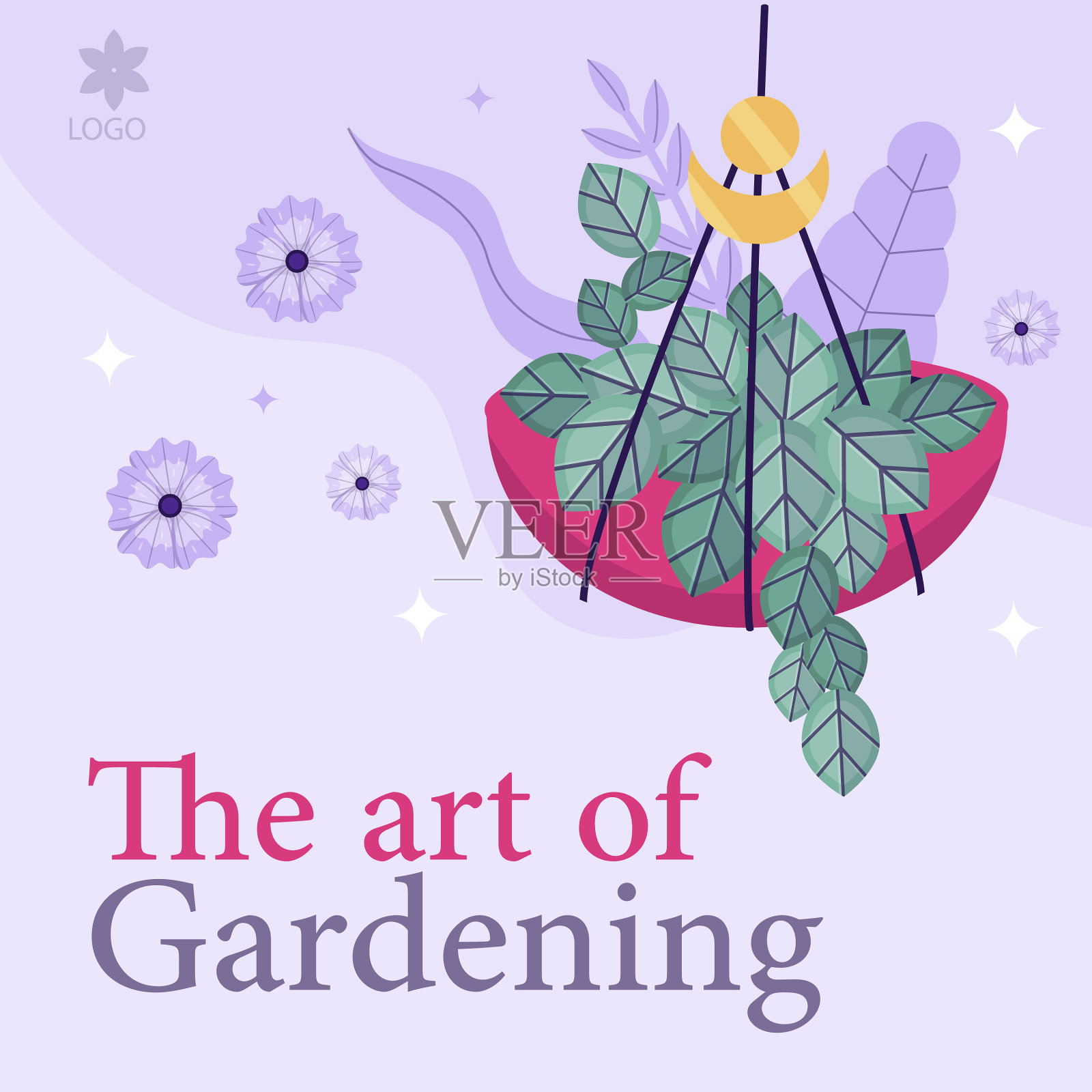 手绘园艺爱好贴模板插画图片素材