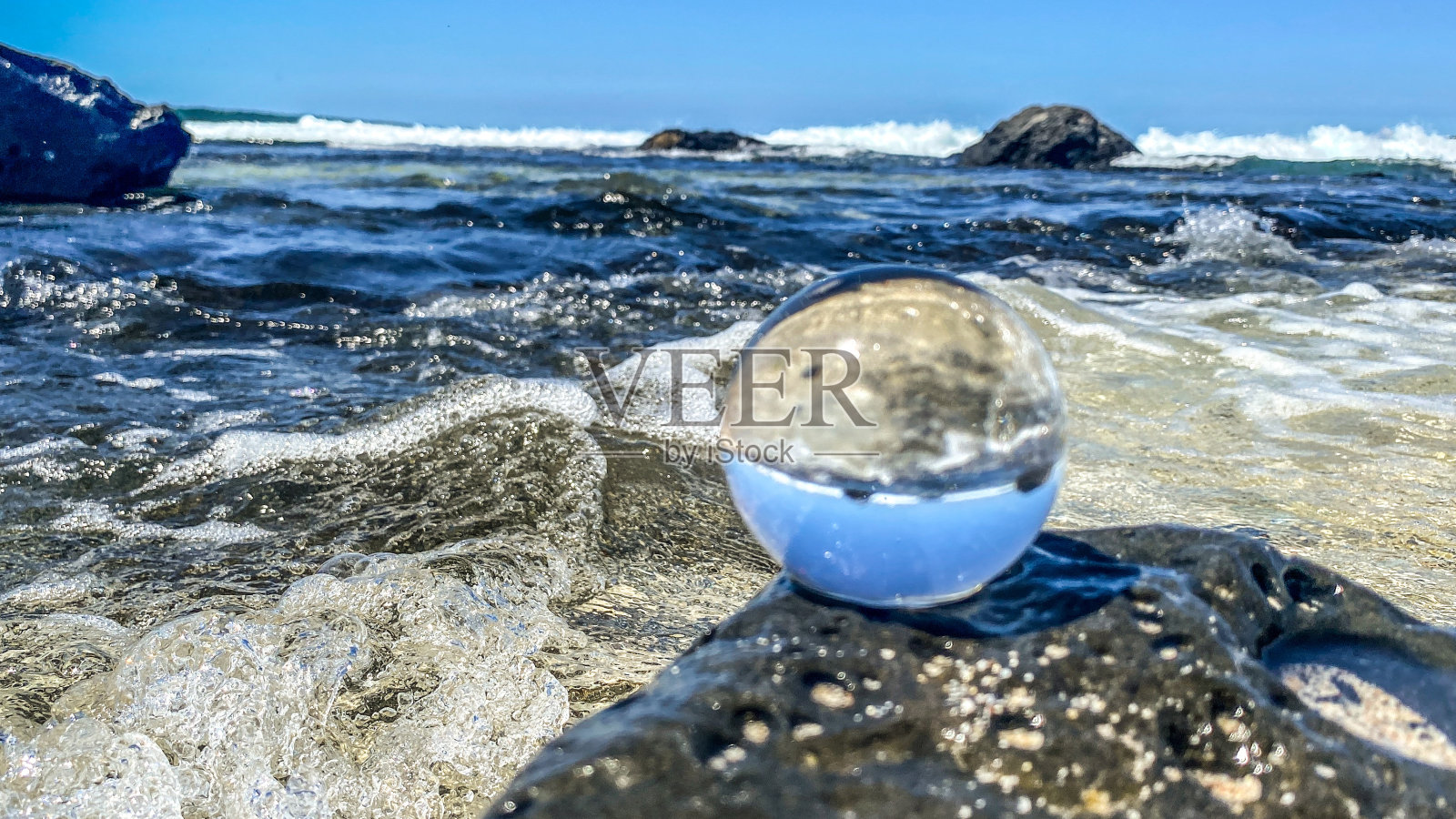 水晶球反映大岛-夏威夷照片摄影图片