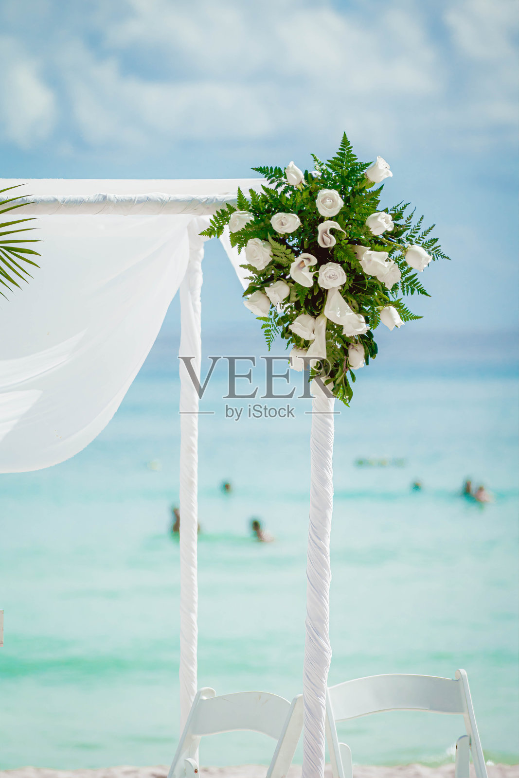 南方的婚礼，白玫瑰。照片摄影图片