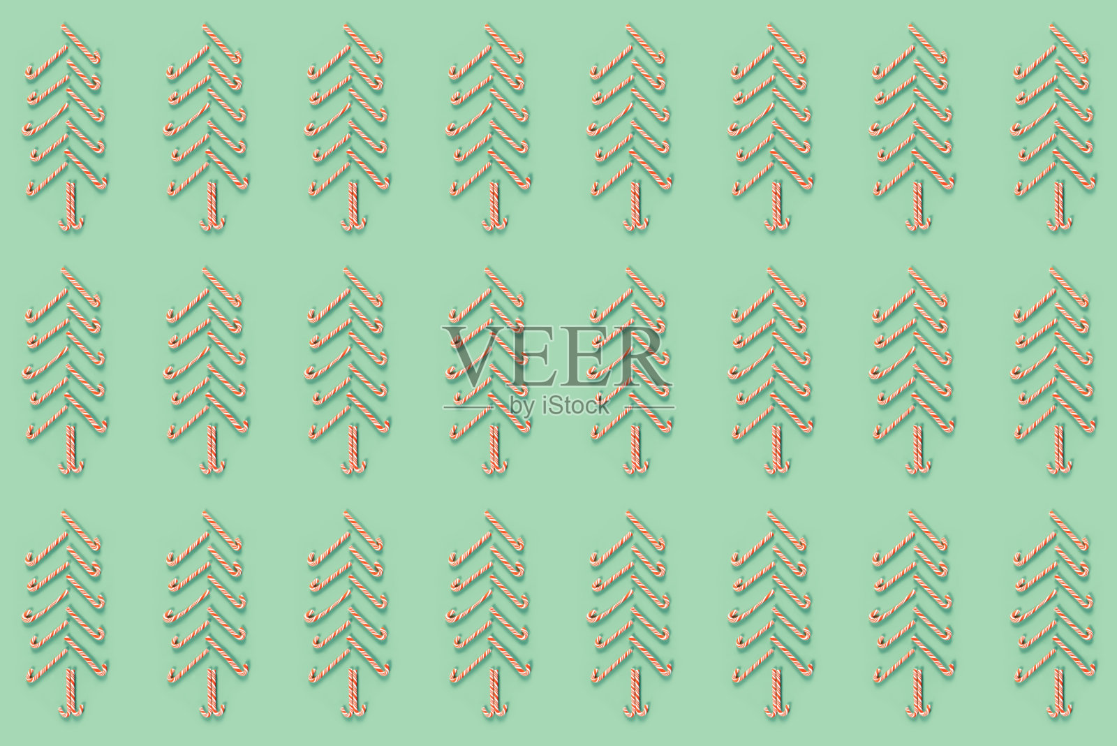 用焦糖甘蔗做的圣诞树。模式插画图片素材