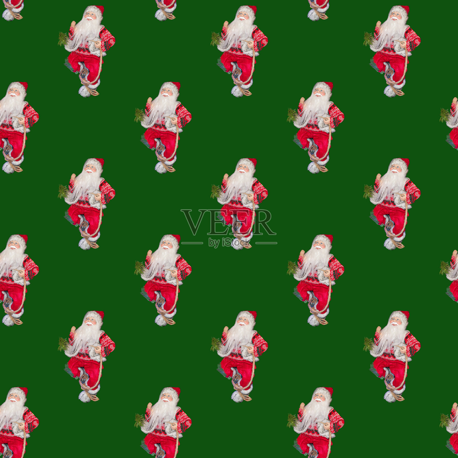 无缝模式与圣诞玩具。最小等距纹理。用于织物上的纸板印刷。照片摄影图片