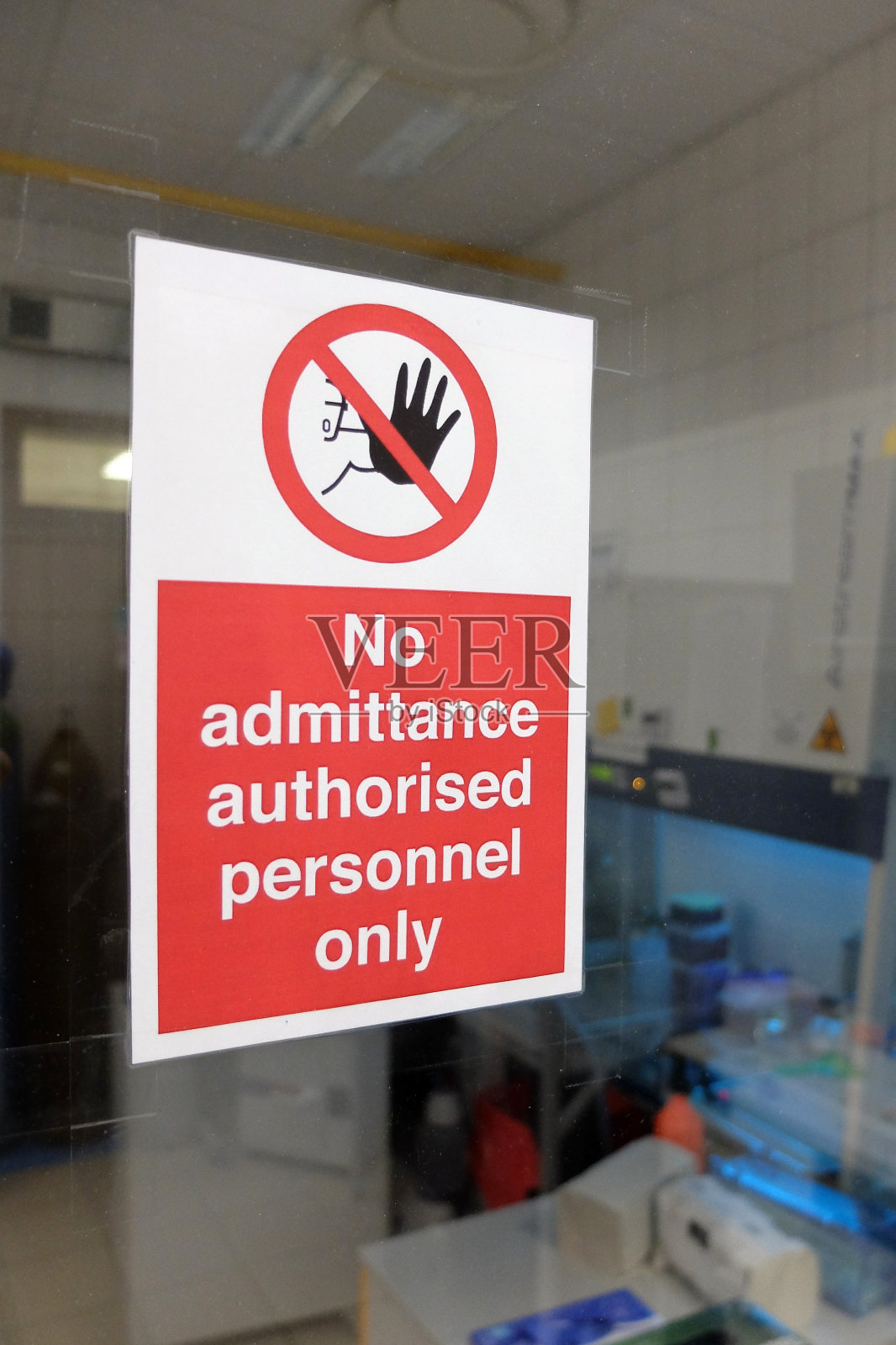 细胞培养实验室门上的贴纸照片摄影图片