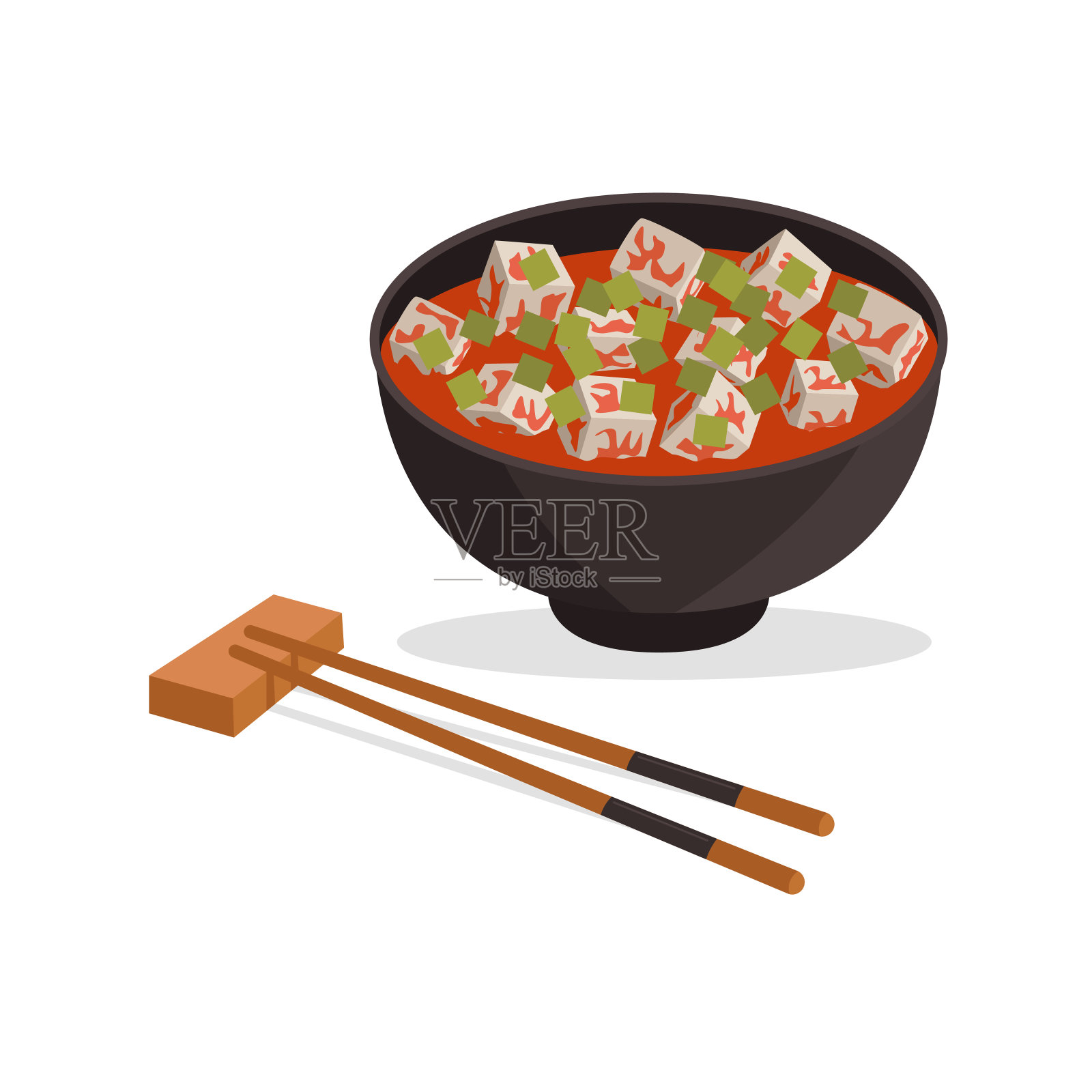 中国的国菜。MaPa豆腐。炖豆腐配酱牛肉碎。插画图片素材