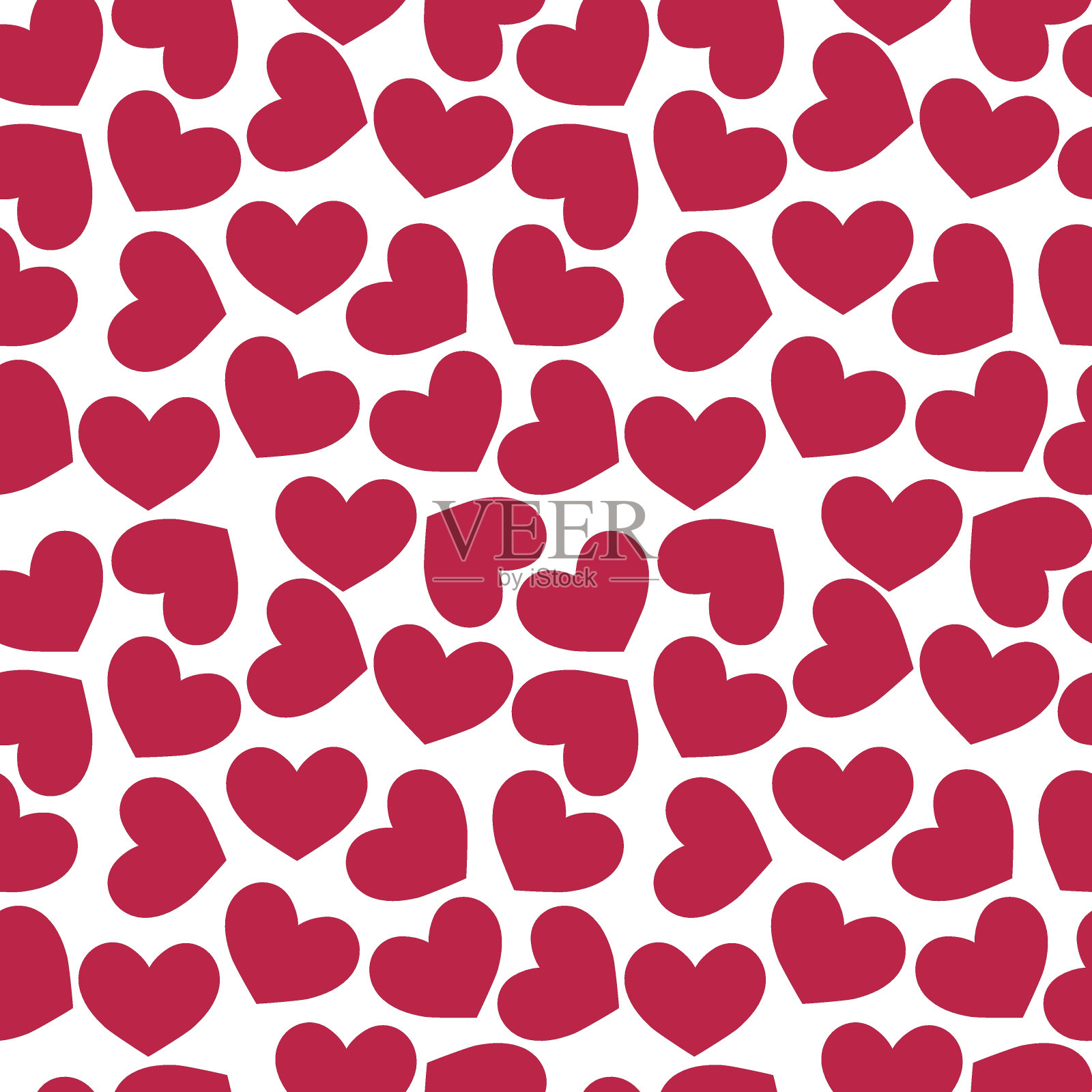 心模式。可爱的情人节无缝背景与红色的爱的象征。洋红色万岁。矢量图插画图片素材
