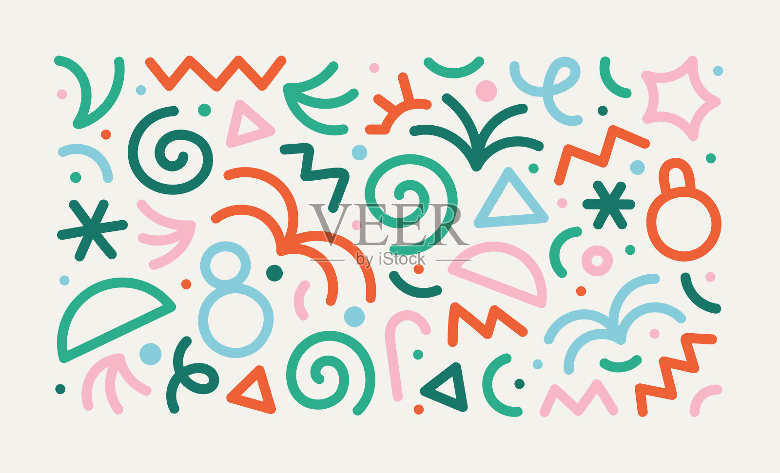 有趣的圣诞线涂鸦形状集插画图片素材