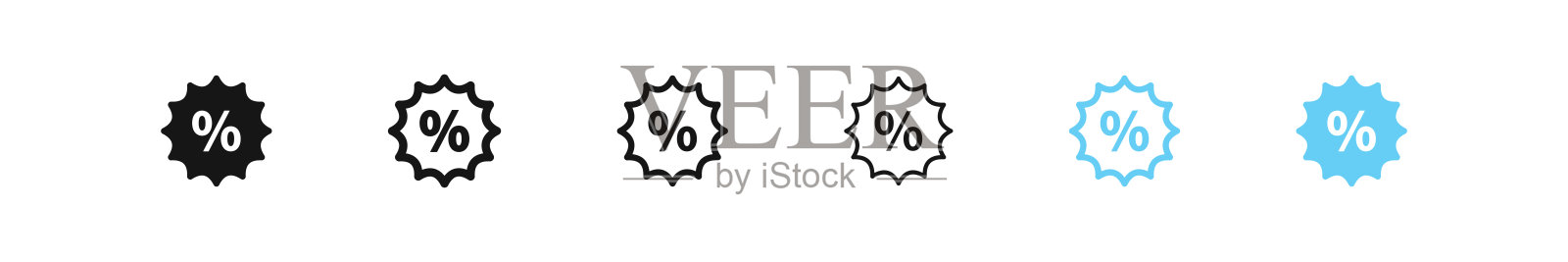 百分比图标。折扣报价标志。百分比的象征。黑色和蓝色。矢量信号。插画图片素材