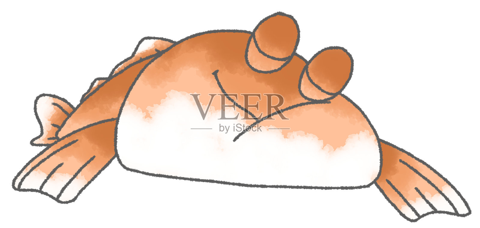 可爱的卡通虾虎鱼睡觉的插图插画图片素材