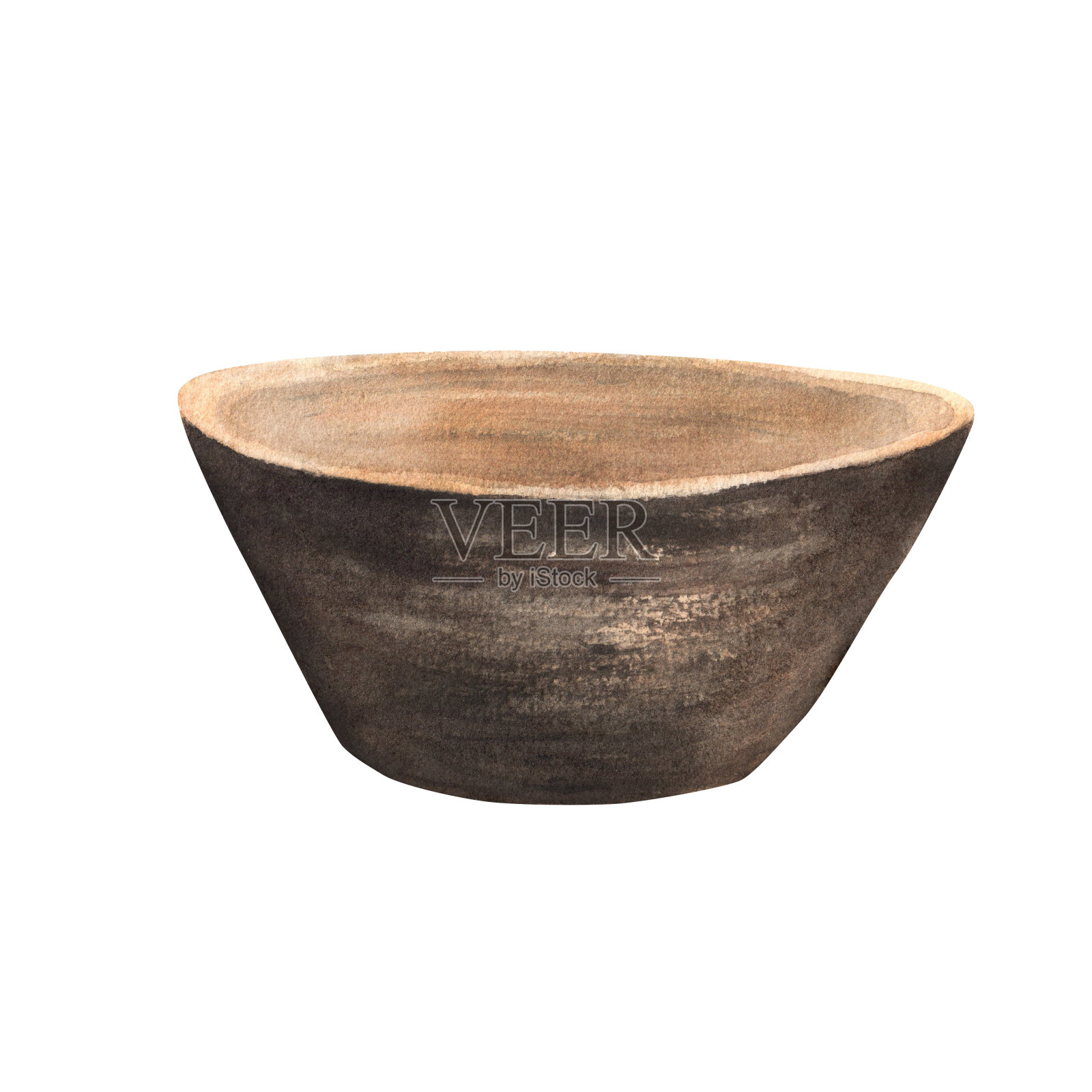 空瓷碗水彩画。调味品集插画图片素材