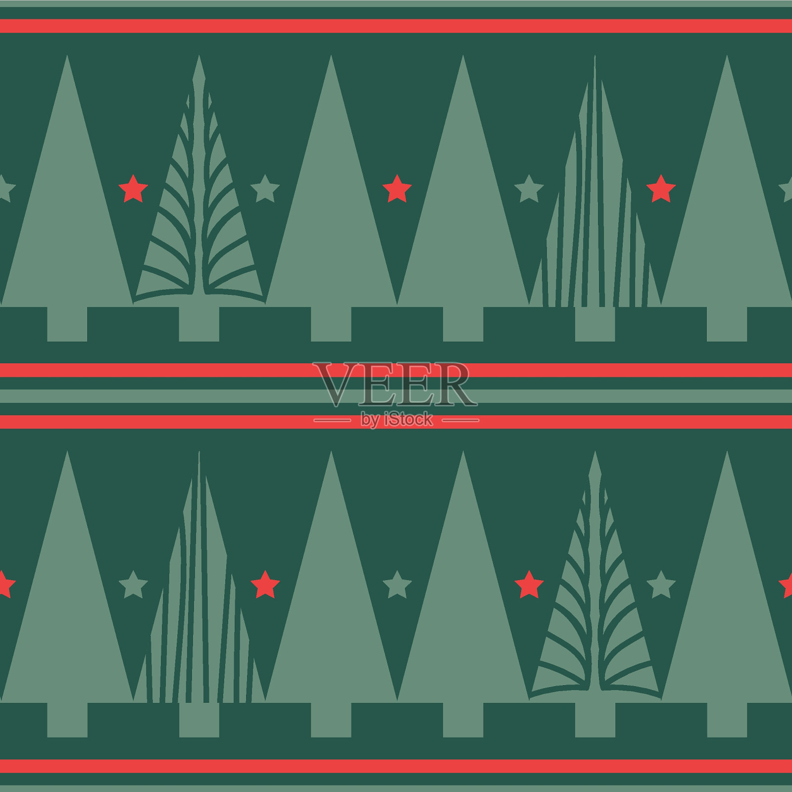 矢量几何圣诞树无缝图案插画图片素材