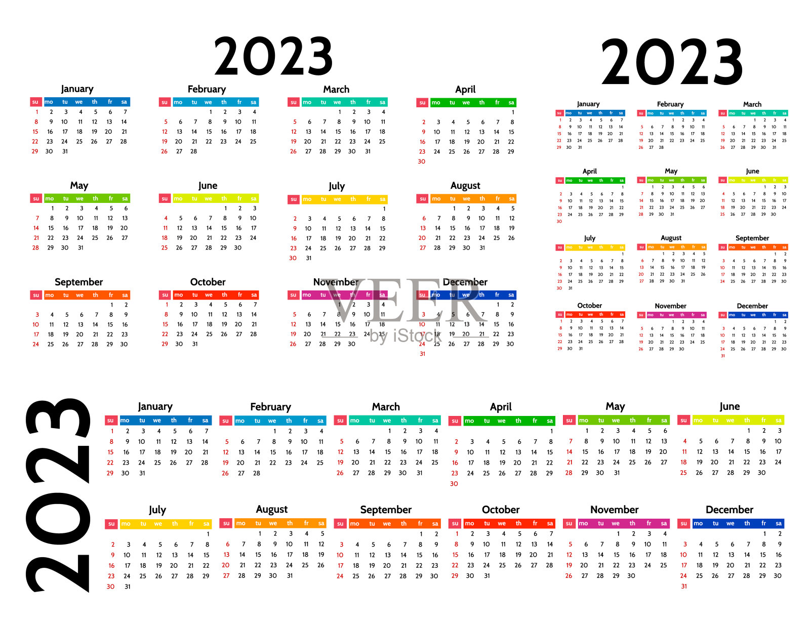 2023年的日历被隔离在白色背景上设计模板素材