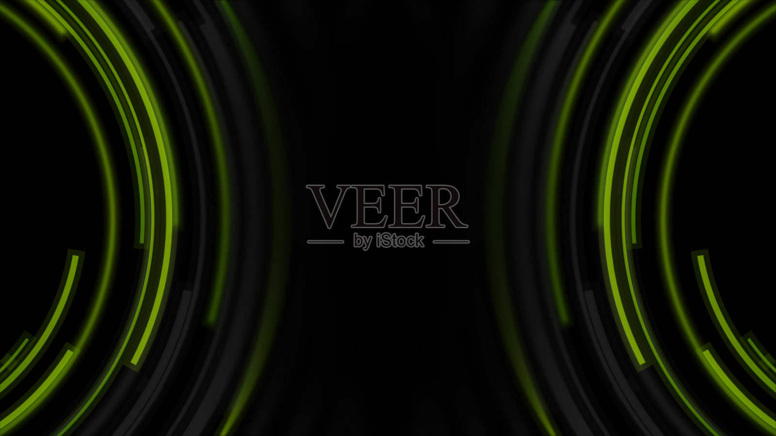 墨绿色的圆形线条抽象了未来科技的背景插画图片素材