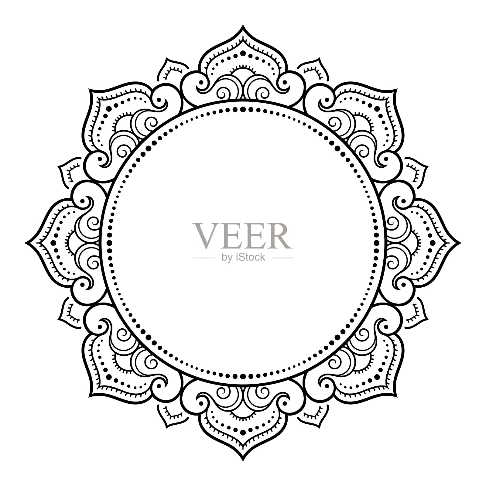 东方传统的框架。风格化与指甲花纹身装饰图案装饰封面的书，笔记本，棺材，杂志，明信片和文件夹。花边在曼海迪风格。插画图片素材