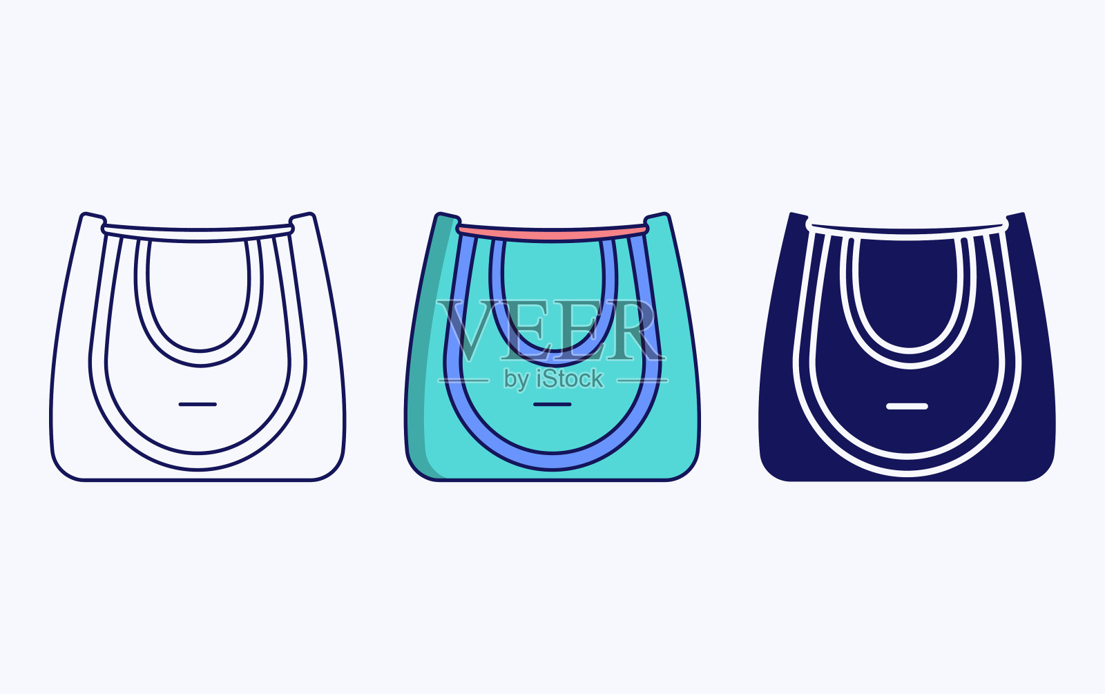 虚荣手袋线和符号图标，女性手袋矢量插图插画图片素材